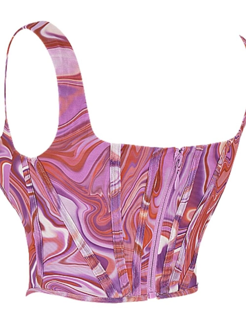 House of CB Ninetta Purple Swirl Print Mesh Corset Sz M - Picture 4 of 11